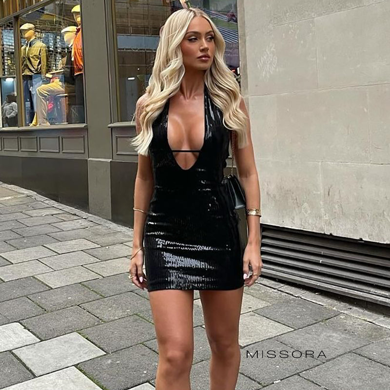 Amairany Halter Payetli Midi Elbise [S0UIT0HR]