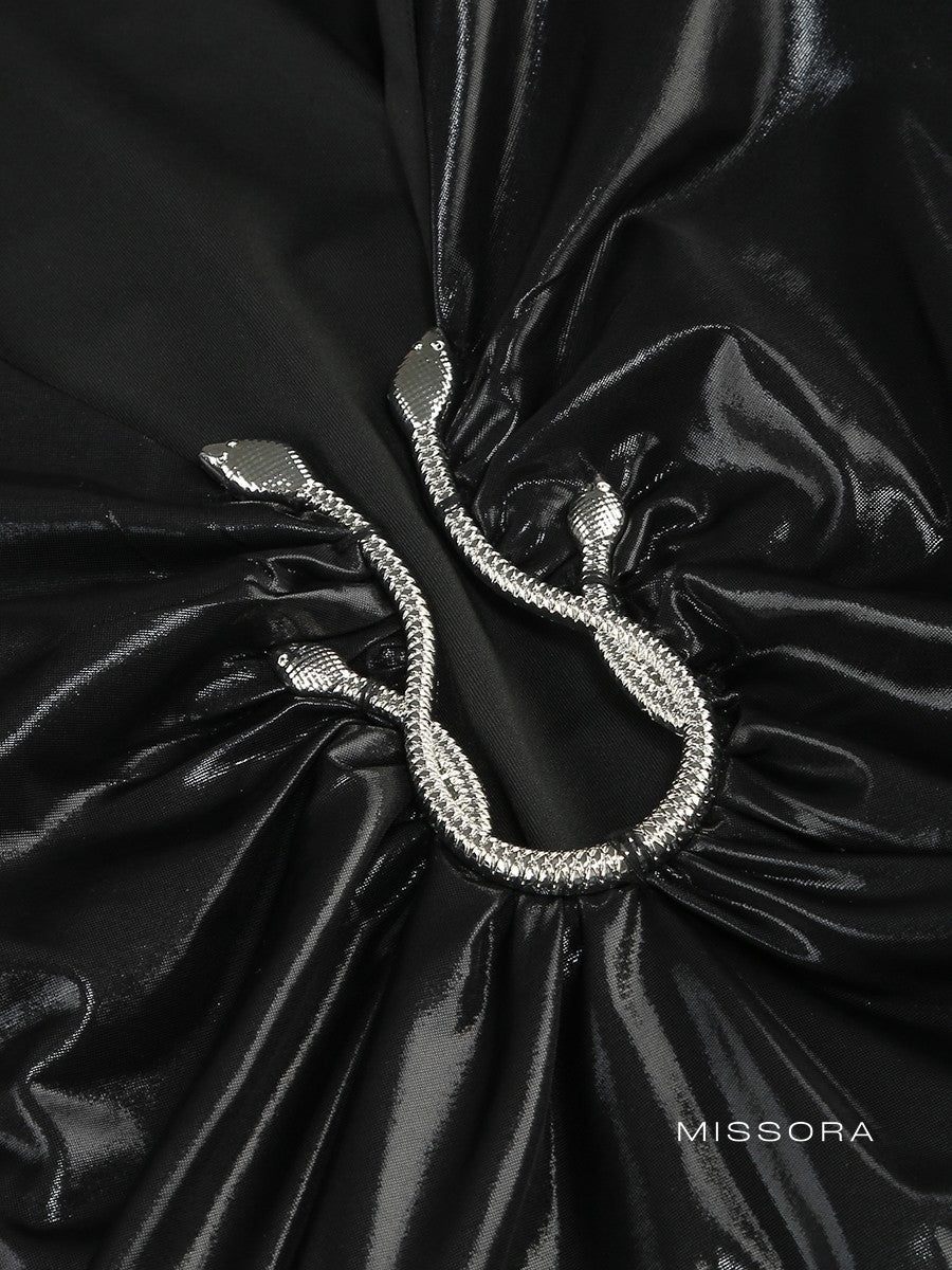 Amara Suni Deri Maxi Elbise [GSN07VAQ]