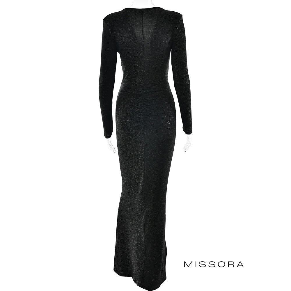 Amiracle V Yaka Uzun Elbise [AFM65UWF]