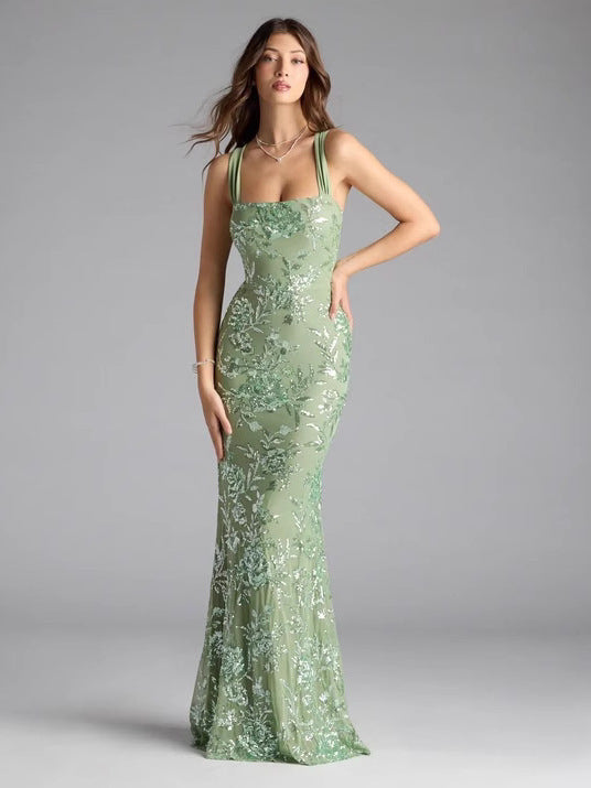 Amyah Pul İşlemeli Askılı Midi Elbise [9P3A3MQB]