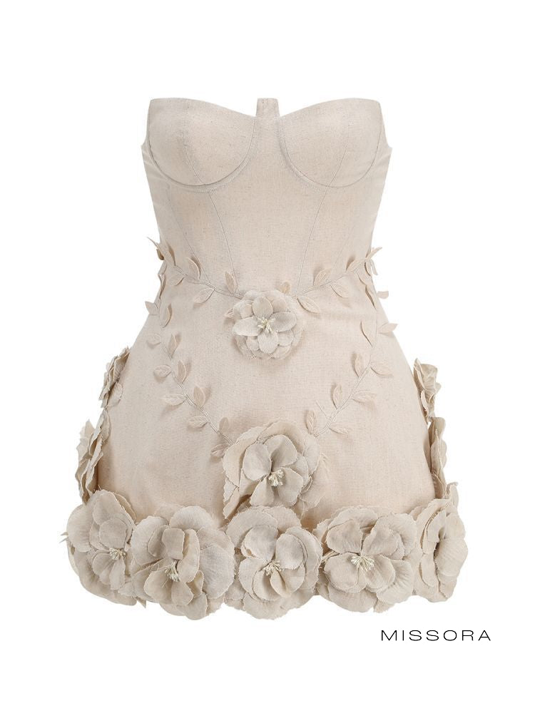 Analeigh Strapless Floral Mini Dress [BKR7FUPD]