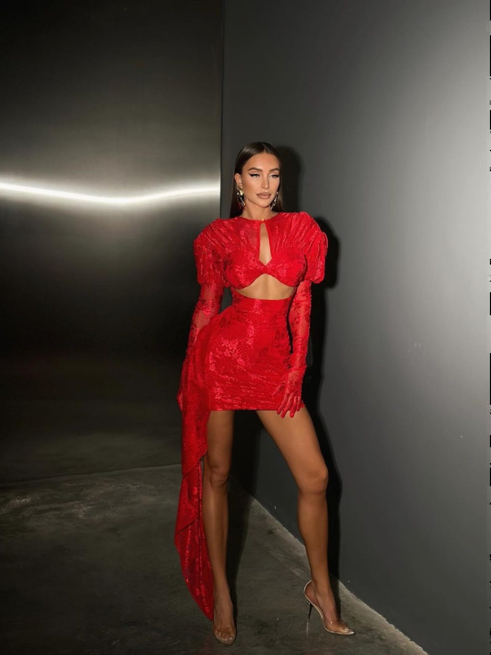 Andersyn Dekolteli Dantelli Mini Elbise [YX11UUPC]