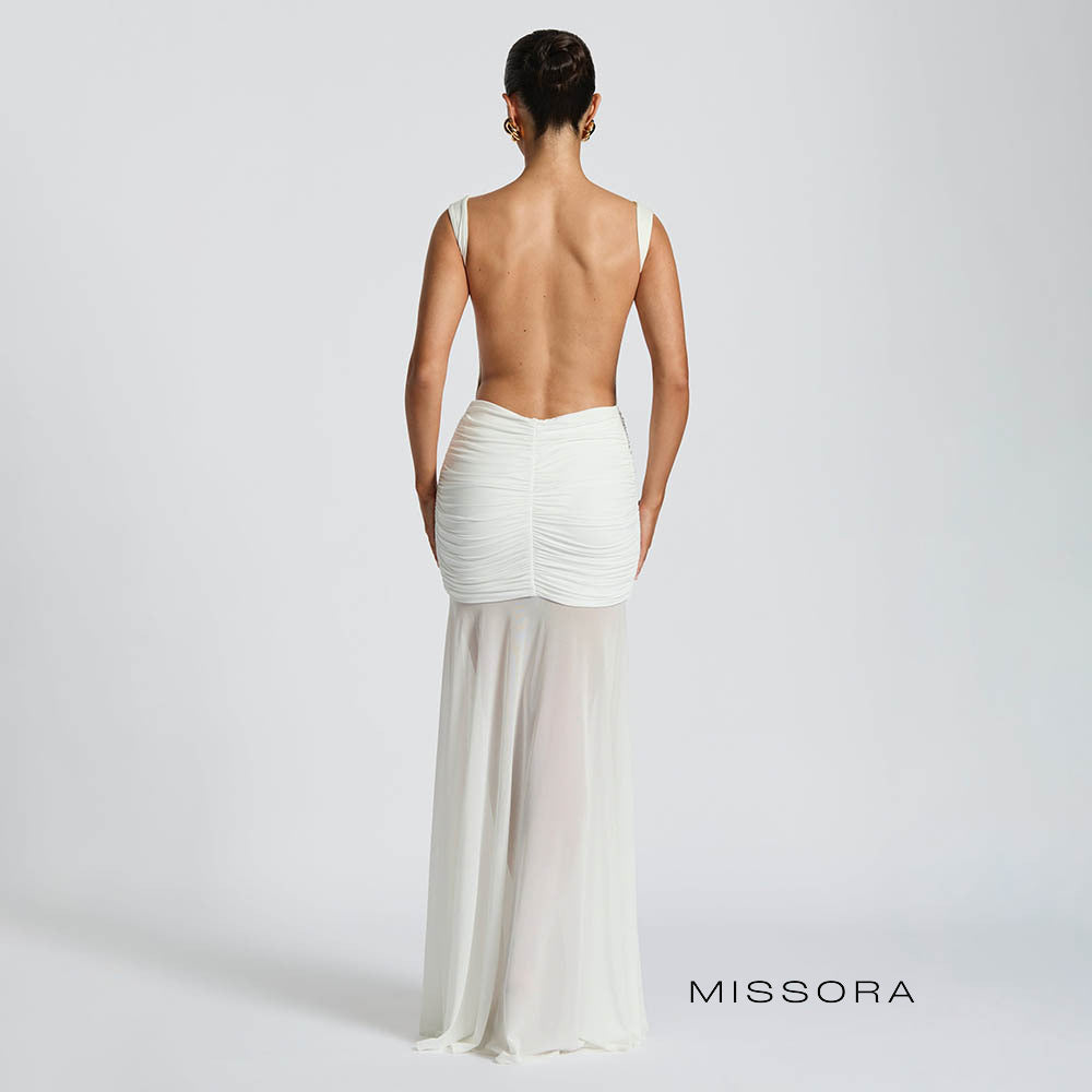 Aniyah Ruched Mesh Elbise [C4BX39ZW]