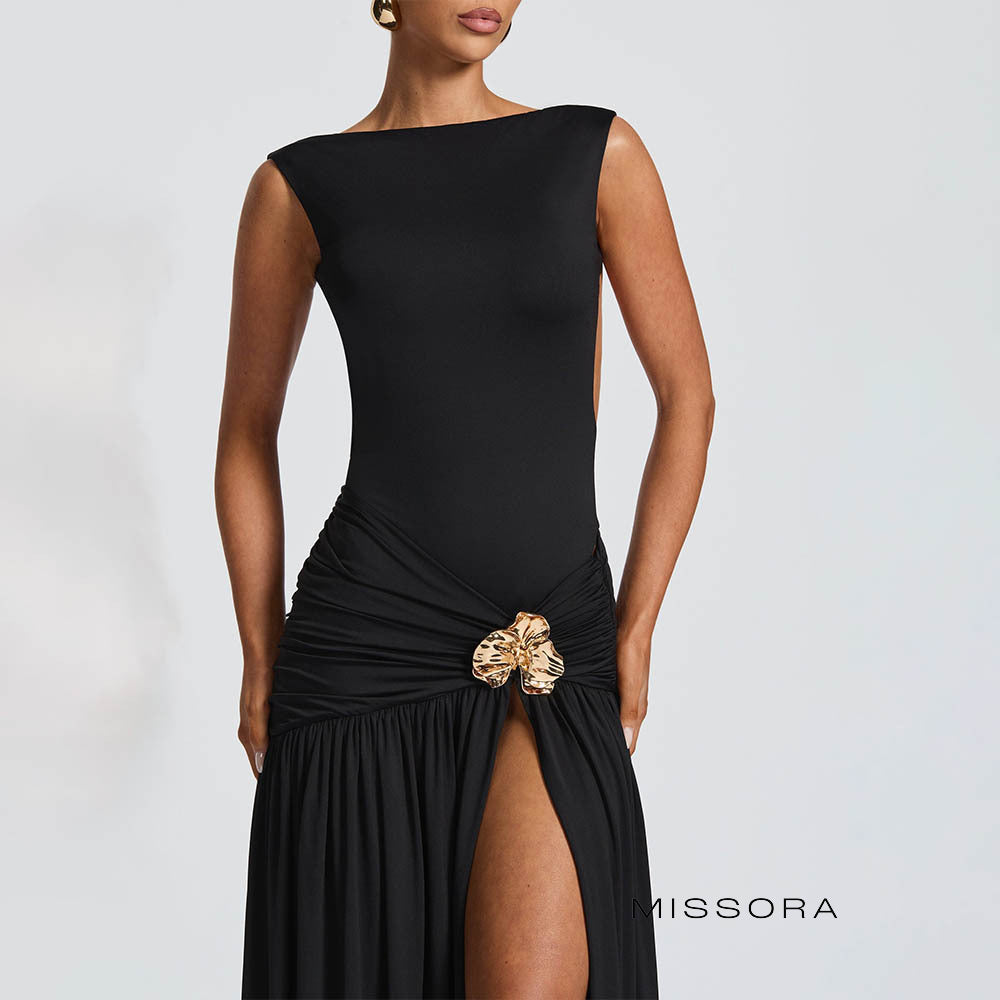 Aniyah Ruched Mesh Elbise [B2CFQMYP]