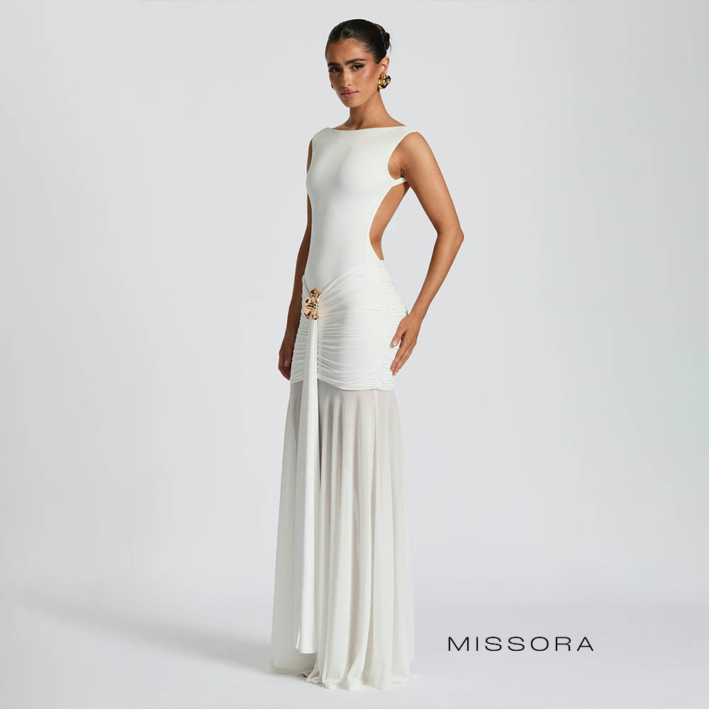 Aniyah Ruched Mesh Elbise [RIYFX6WY]