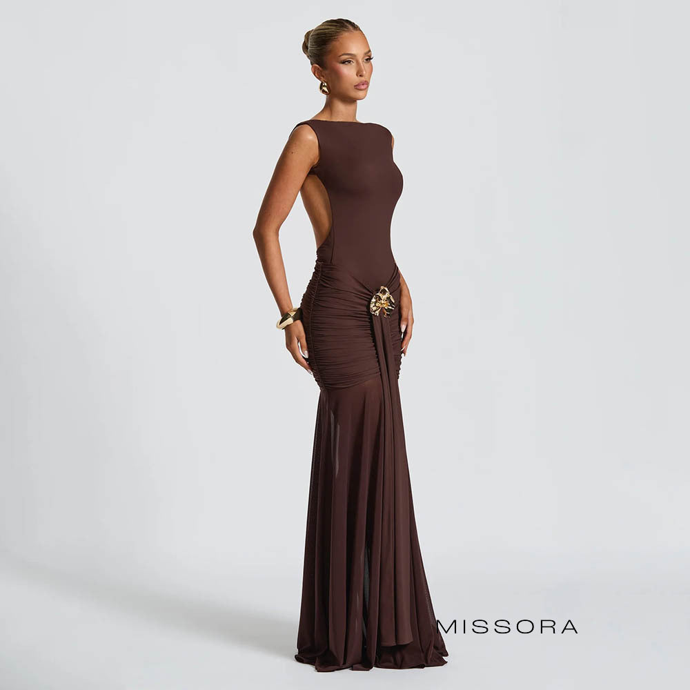 Aniyah Ruched Mesh Elbise [8C3ESTB7]