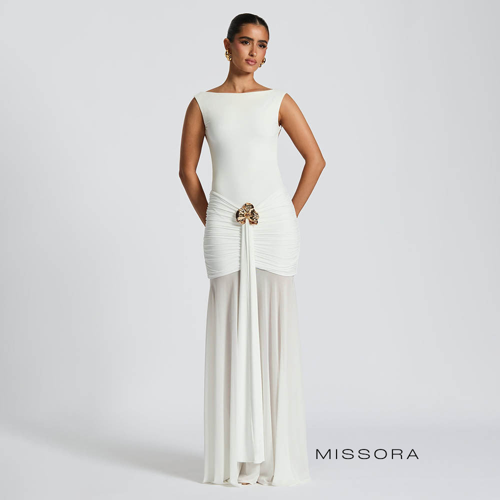 Aniyah Ruched Mesh Elbise [X84SDJBG]