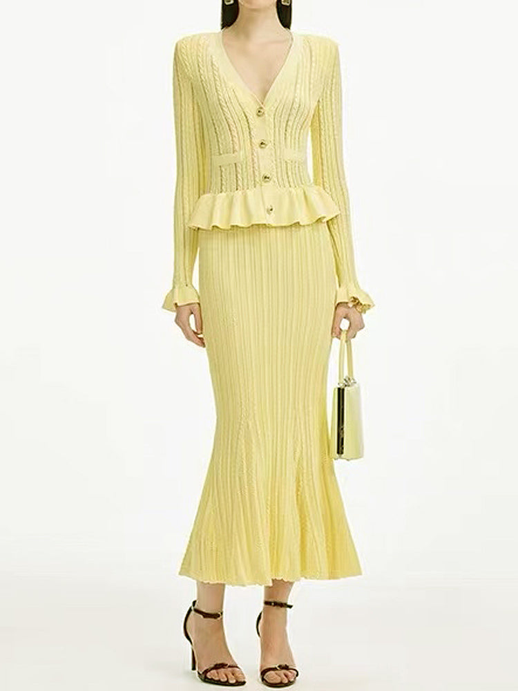 Armoni Örgü V Yaka Balık Elbise [DHHLBFL2]