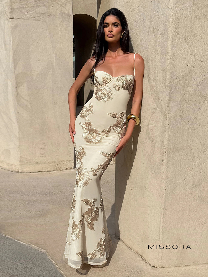 Ashlynne Backless Floral Mermaid Dress [6I670GCD]