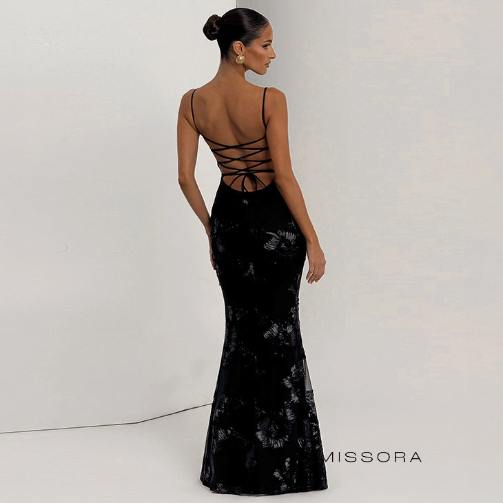 Ashlynne Backless Floral Mermaid Dress [YRXL0EI9]