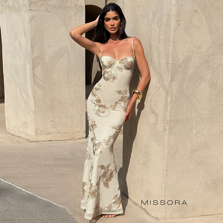 Ashlynne Backless Floral Mermaid Dress [0PRFFEFL]