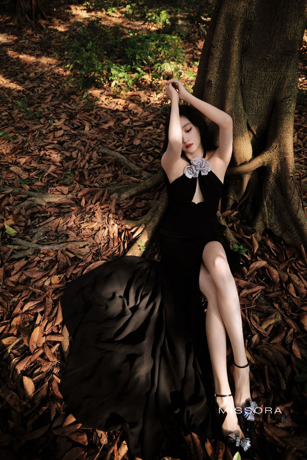 Aurianna Çiçek Detaylı Halter Maxi Elbise [7B46CLLR]