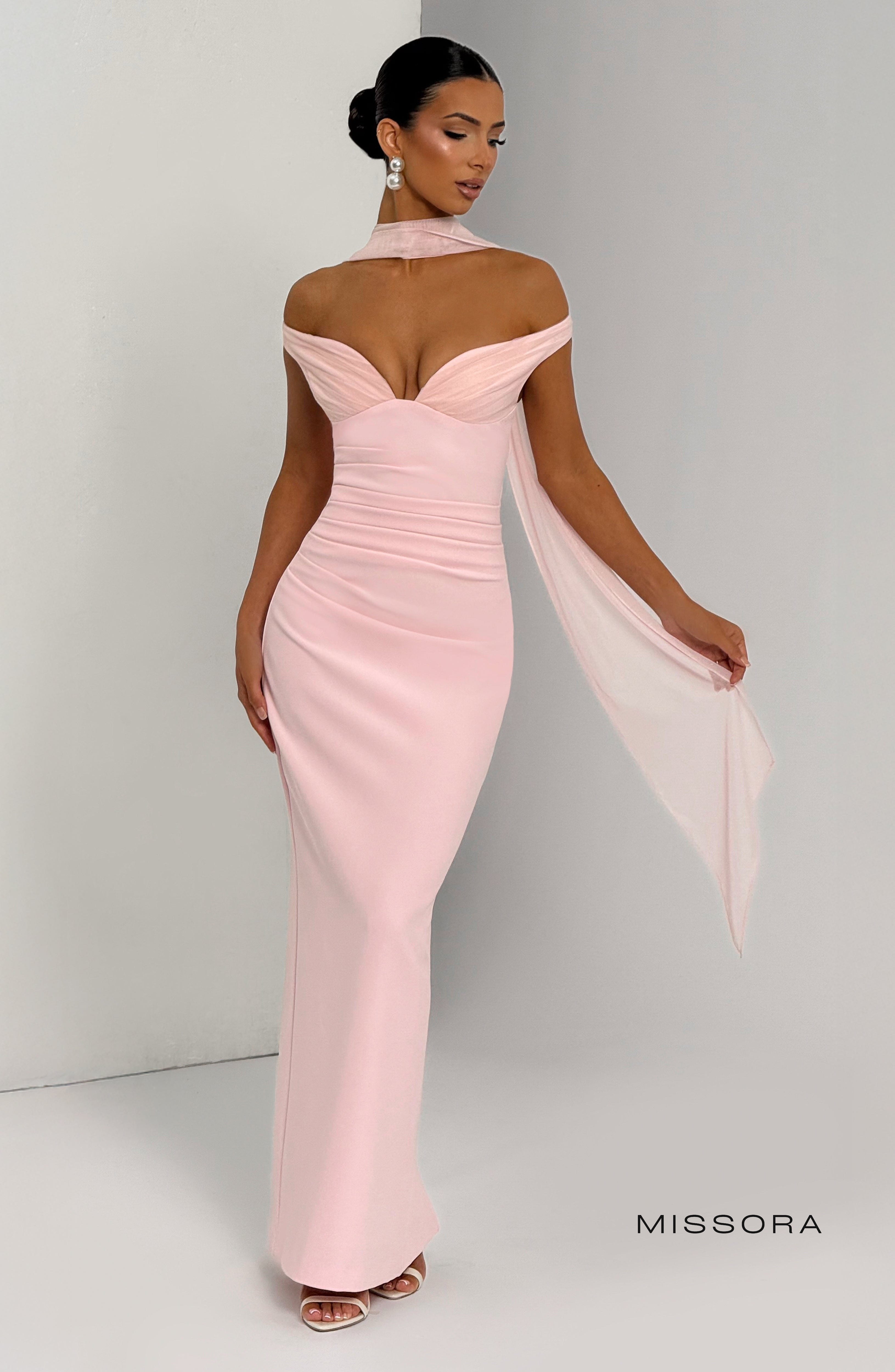 Missora Averiana Bardot Tulle Maxi Dress