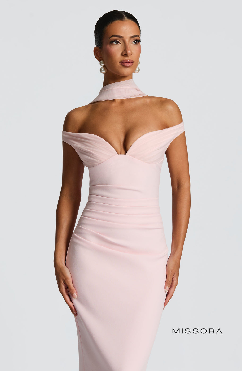 Missora Averiana Bardot Tulle Maxi Dress