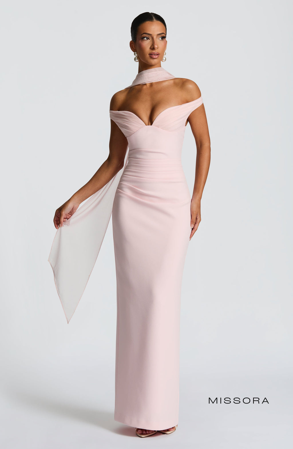 Missora Averiana Bardot Tulle Maxi Dress