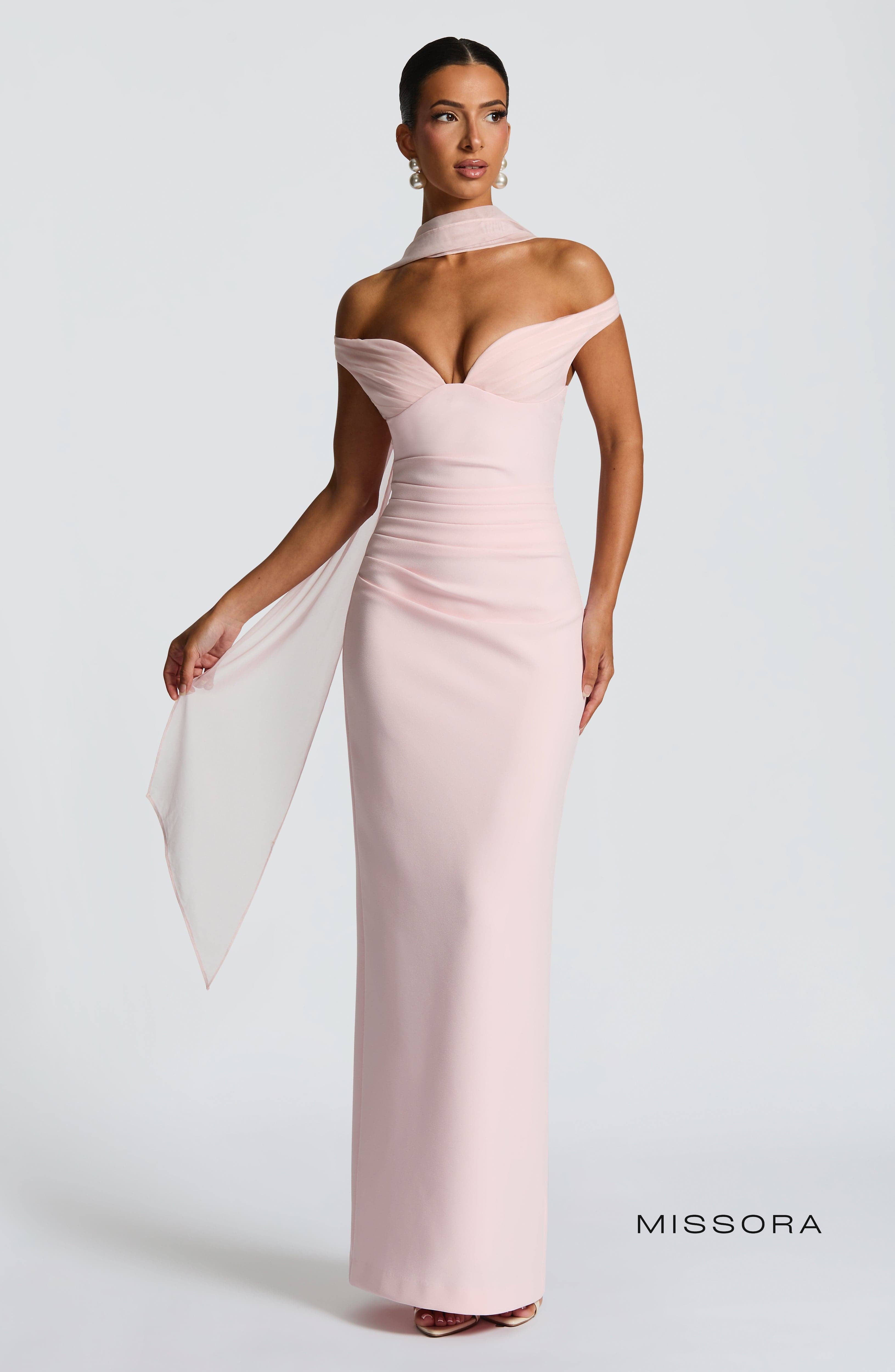 Missora Averiana Bardot Tulle Maxi Dress