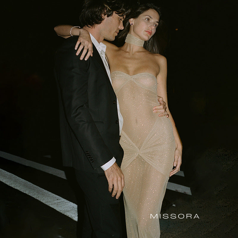 Avia Straplez Payetli Maksi Elbise [WO4P7F34]