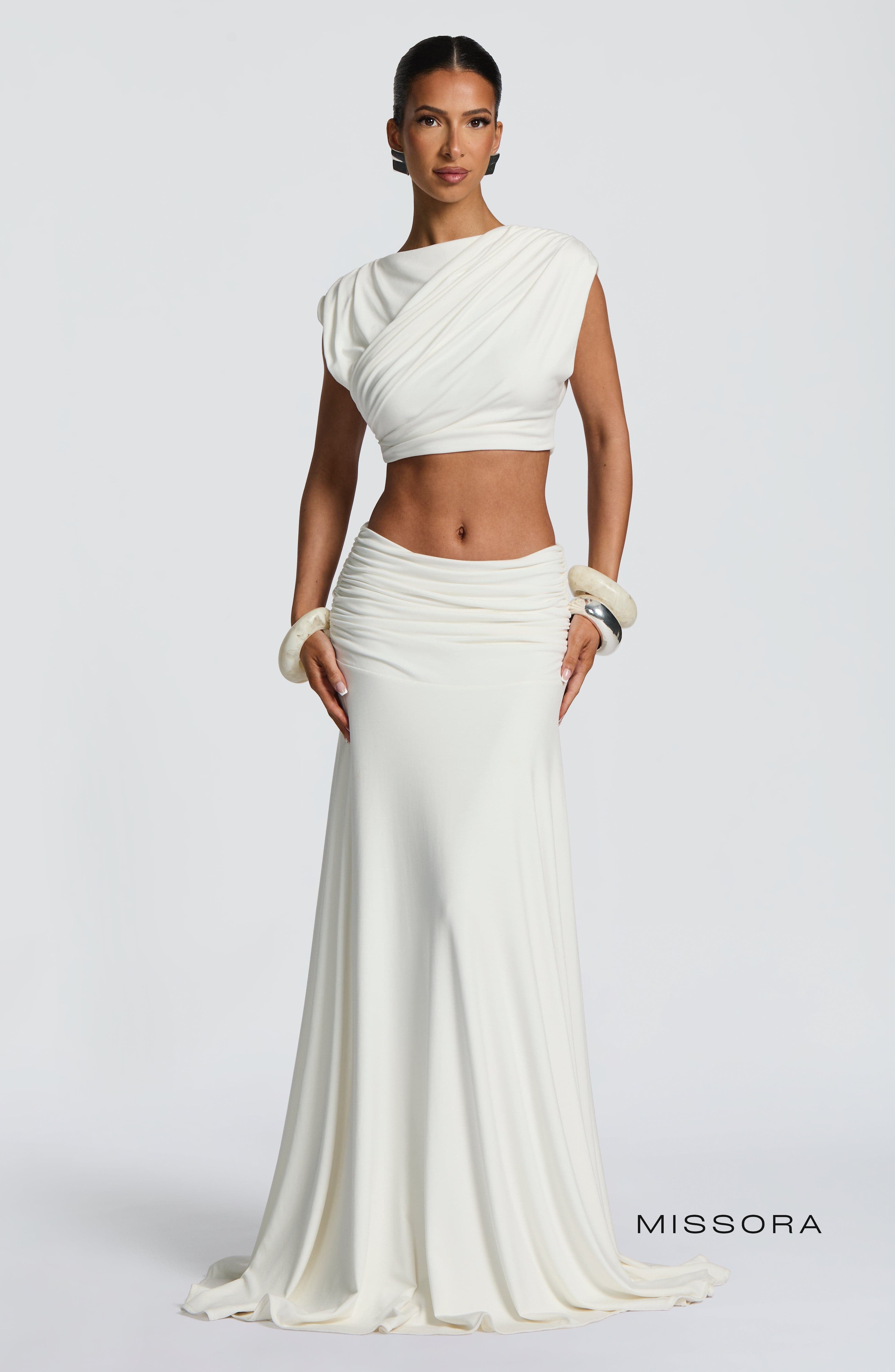 Missora Avianah Ruched Flare Maxi Skirt