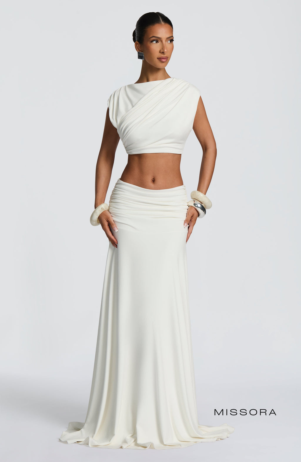 Missora Avianah Ruched Flare Maxi Skirt