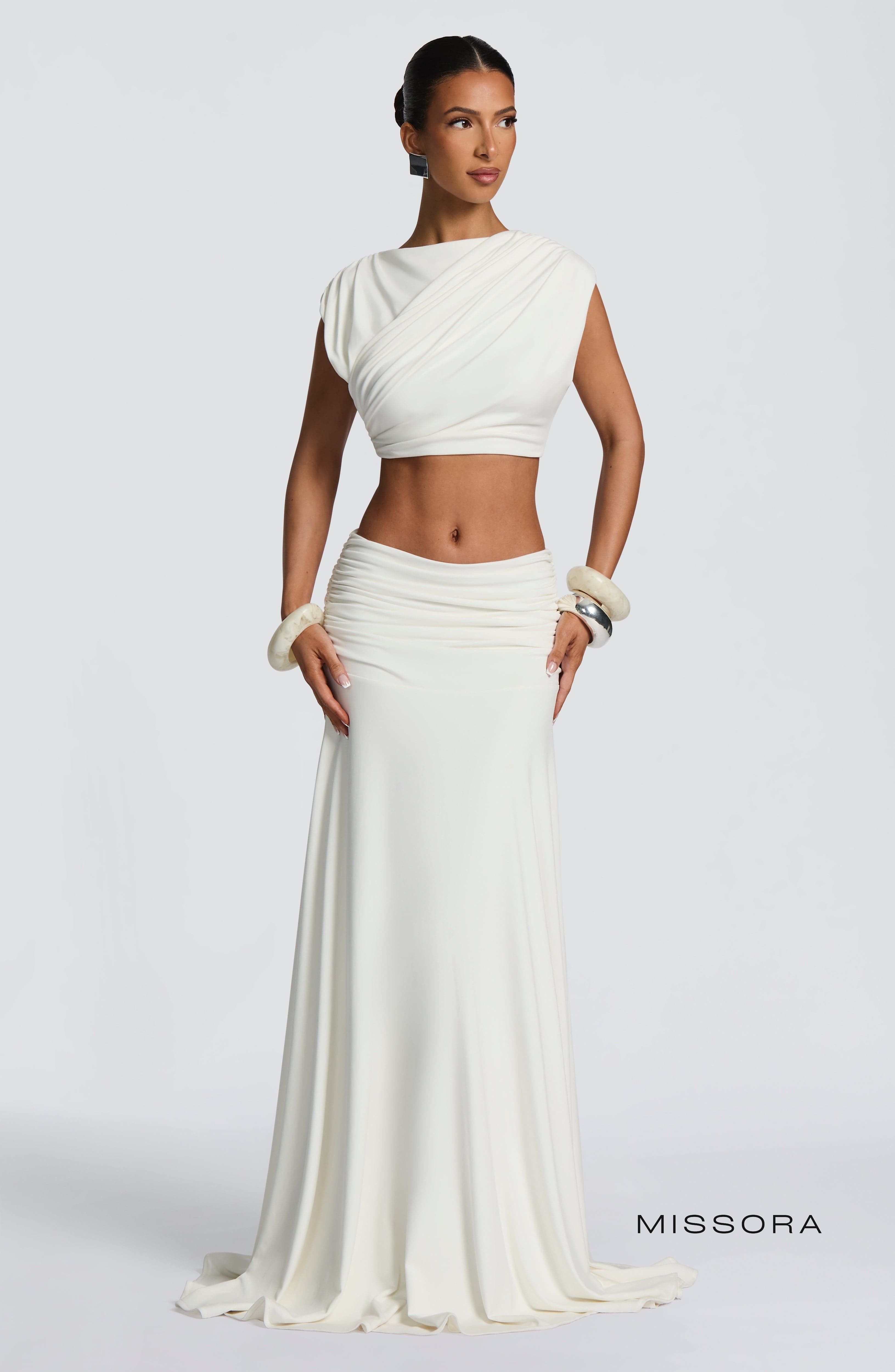 Missora Avianah Ruched Flare Maxi Skirt