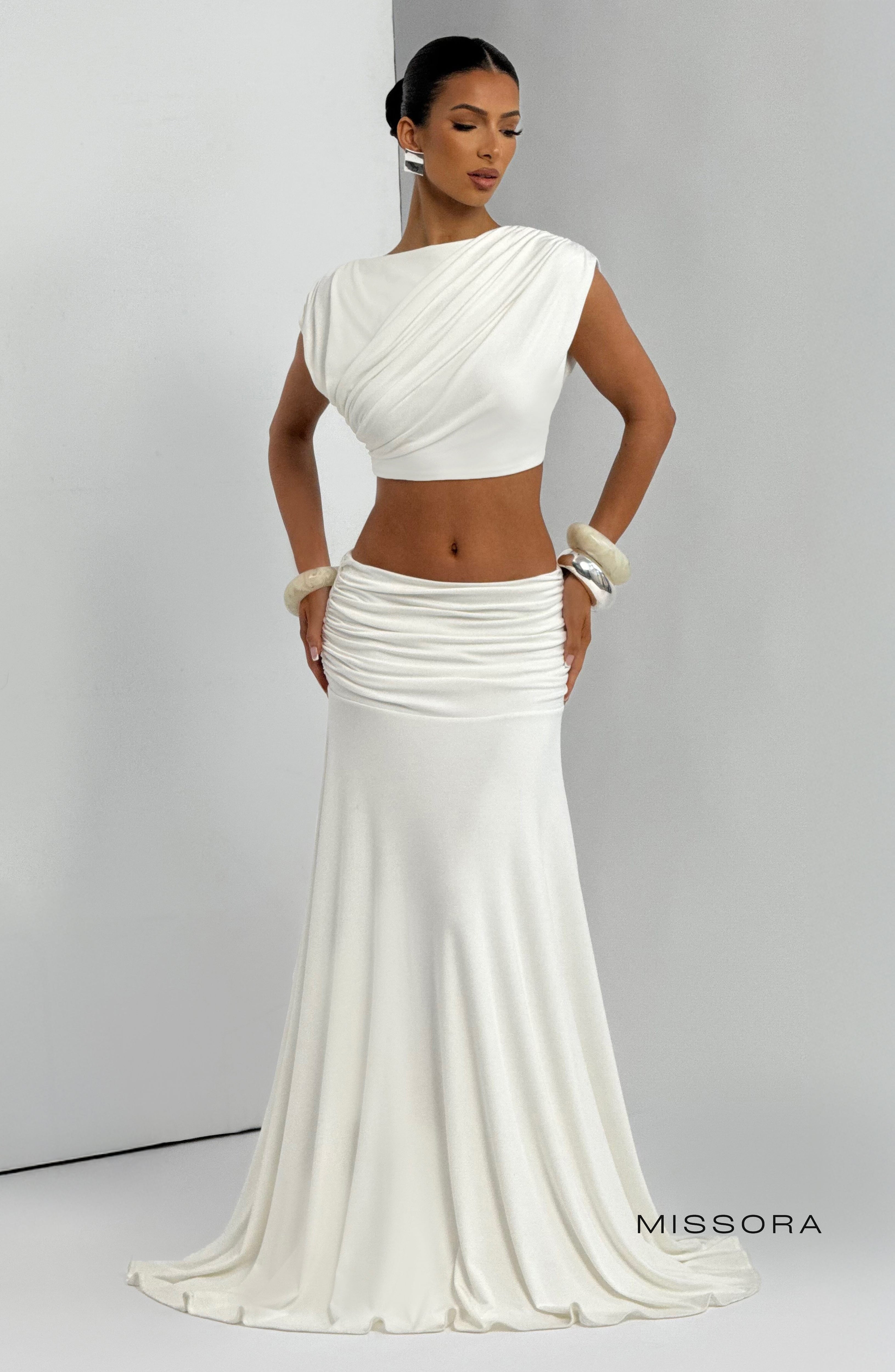 Missora Avianah Ruched Flare Maxi Skirt