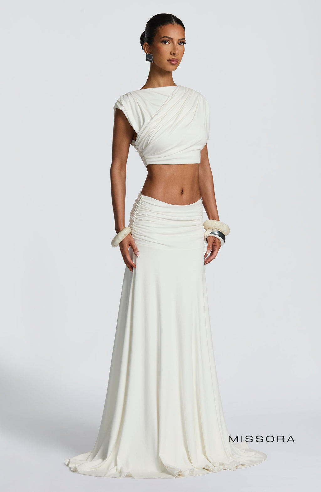 Missora Avianah Ruched Flare Maxi Skirt