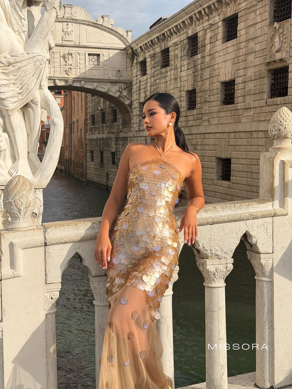 Beau Halter Payetli Balık Elbise [HK0H14LQ]