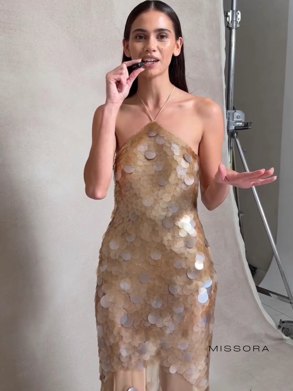 Beau Halter Payetli Balık Elbise [R3NIC3WP]