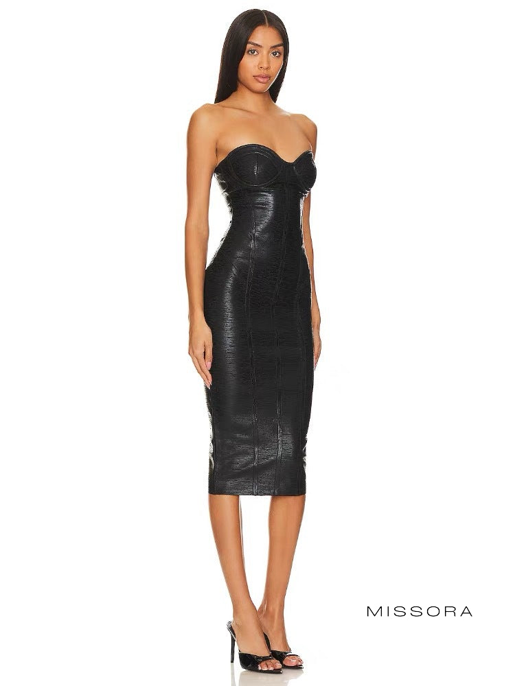 Berklee Straplez Midi Bandaj Elbise [EKXAZI1V]