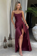 Missora Bernadette Ruffle Satin Maxi Dress