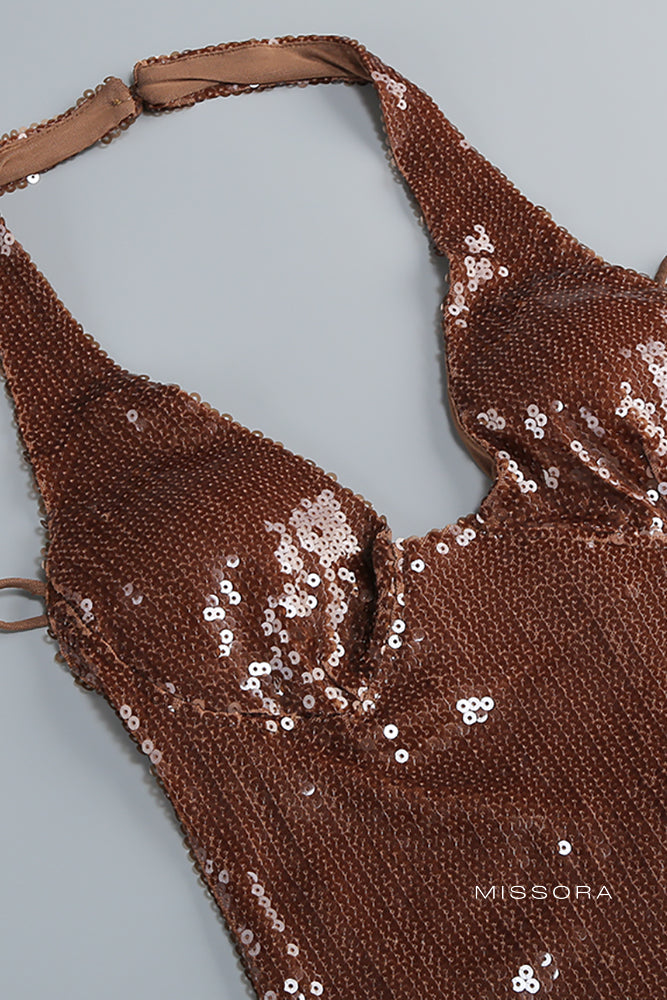 Missora Brilee Bronz Payetli Abiye Elbise | S073V-1 | S073V-2 | S073V-3