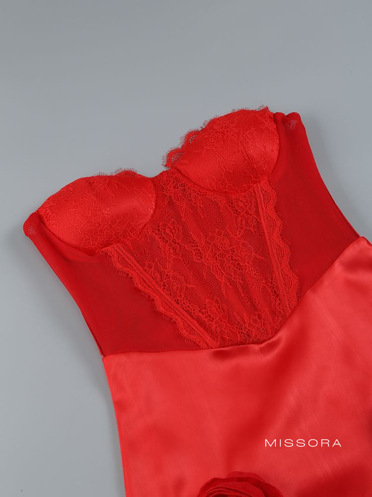 Cambrie Straplez Fırfırlı Elbise [4D2VKZE1]