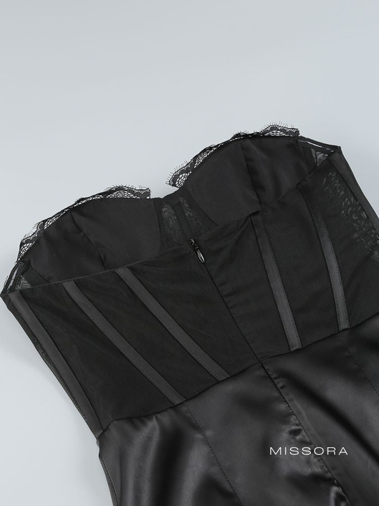 Cambrie Straplez Fırfırlı Elbise [ZXQUH4D8]