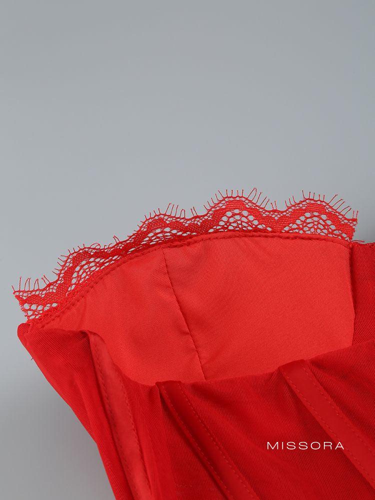 Cambrie Straplez Fırfırlı Elbise [1LZ43T6A]