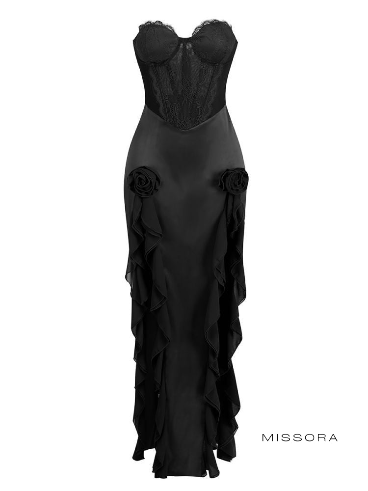 Cambrie Straplez Fırfırlı Elbise [YQJORESU]