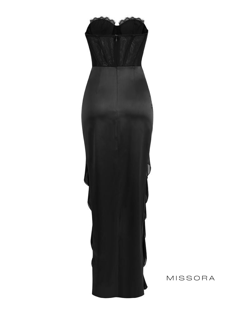 Cambrie Straplez Fırfırlı Elbise [1DK9XCZX]