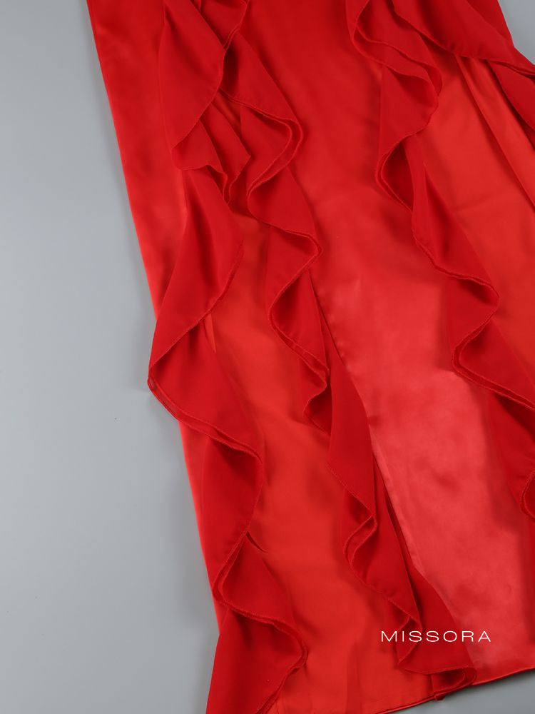 Cambrie Straplez Fırfırlı Elbise [4A2M4EQK]