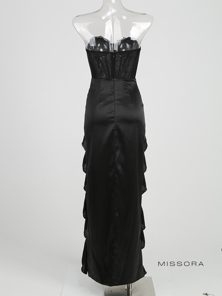 Cambrie Straplez Fırfırlı Elbise [MI1NZ2H1]