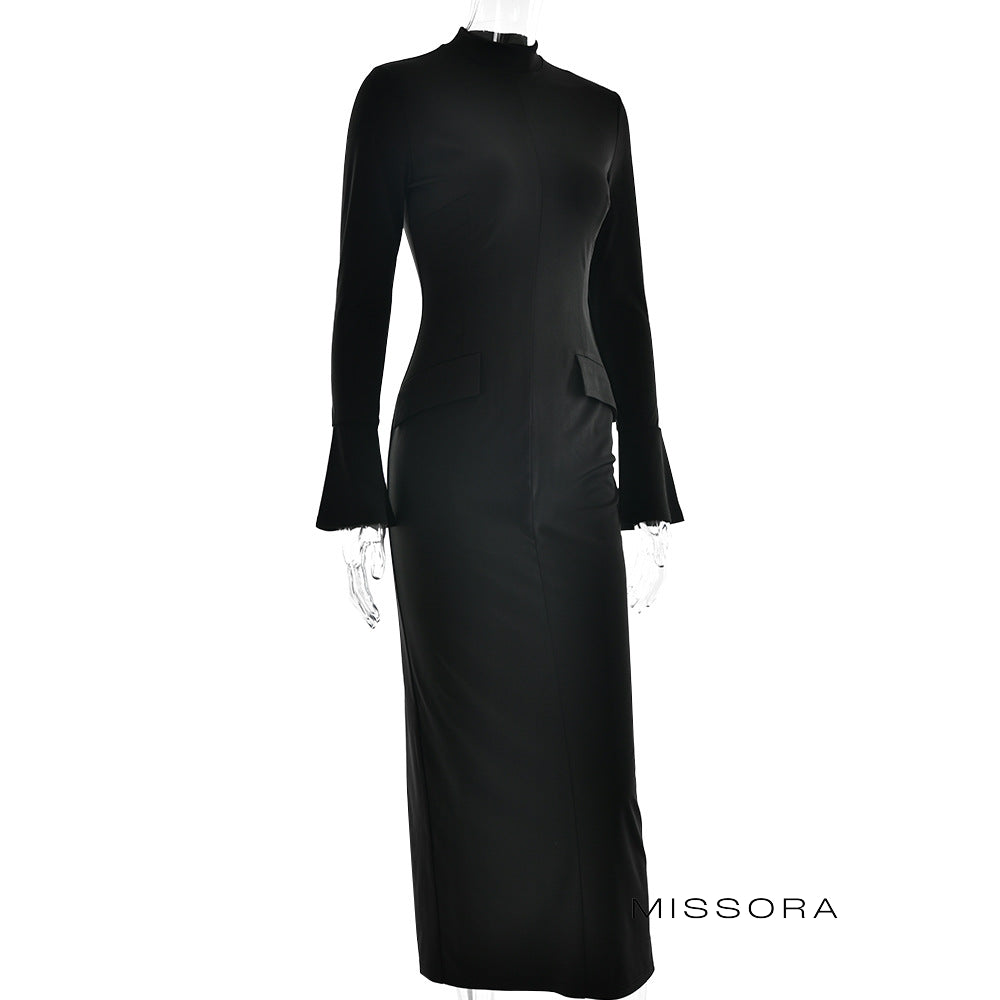 Carissa Uzun Kollu Yırtmaçlı Maksi Elbise [B8EZDDYX]