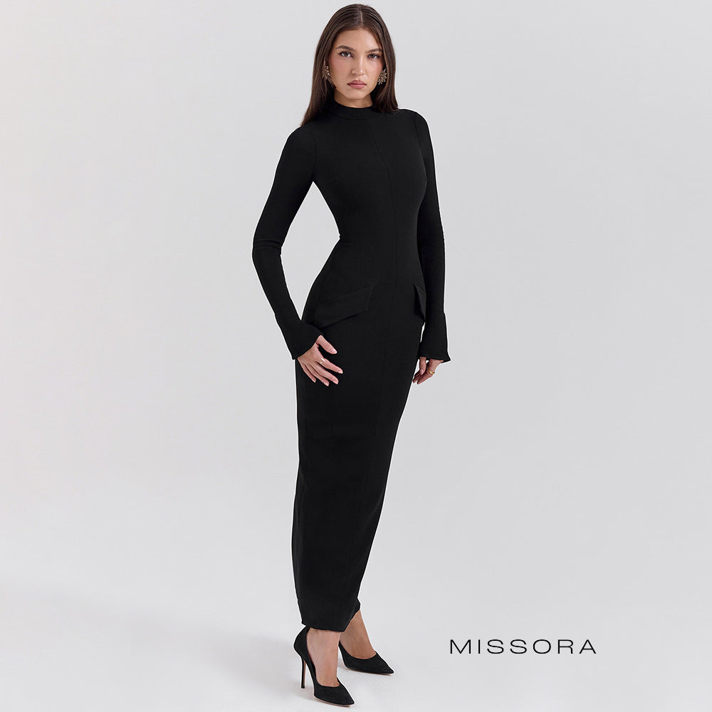 Carissa Uzun Kollu Yırtmaçlı Maksi Elbise [IX8RNLSQ]