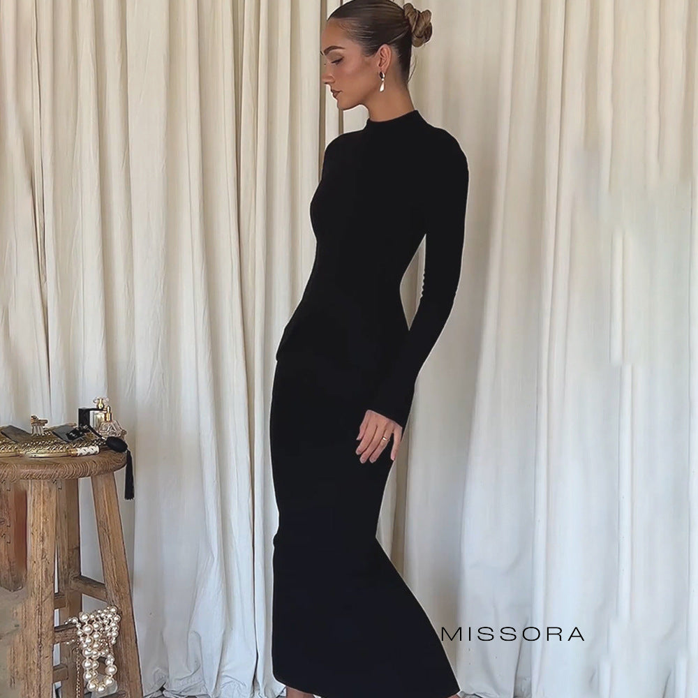 Carissa Uzun Kollu Yırtmaçlı Maksi Elbise [E57HBAWU]