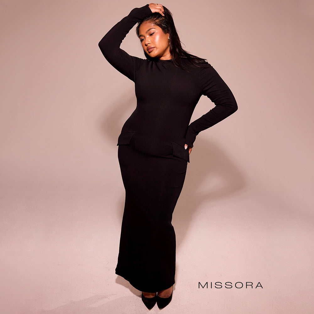 Carissa Uzun Kollu Yırtmaçlı Maksi Elbise [46IGGO2Q]