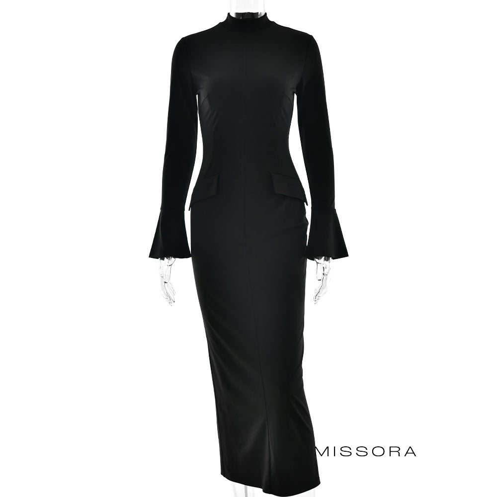 Carissa Uzun Kollu Yırtmaçlı Maksi Elbise [FDC1G7GL]