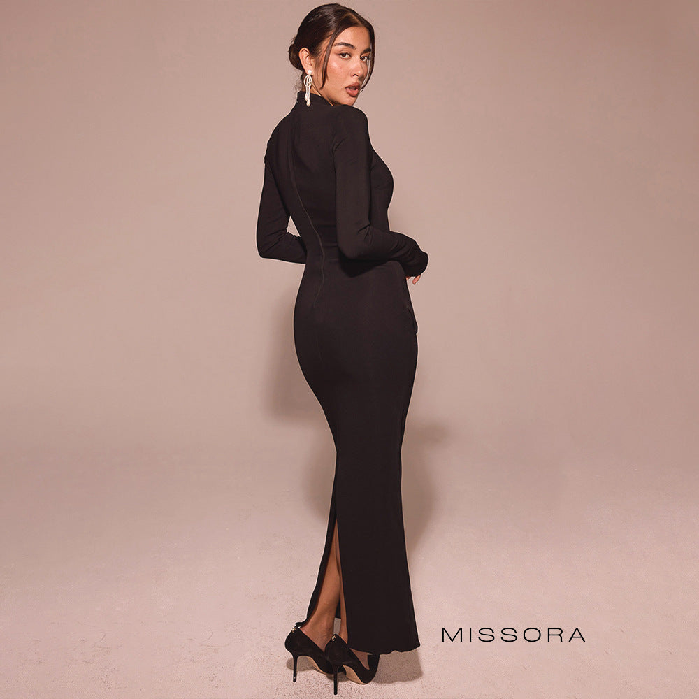 Carissa Uzun Kollu Yırtmaçlı Maksi Elbise [SJKVFLVM]