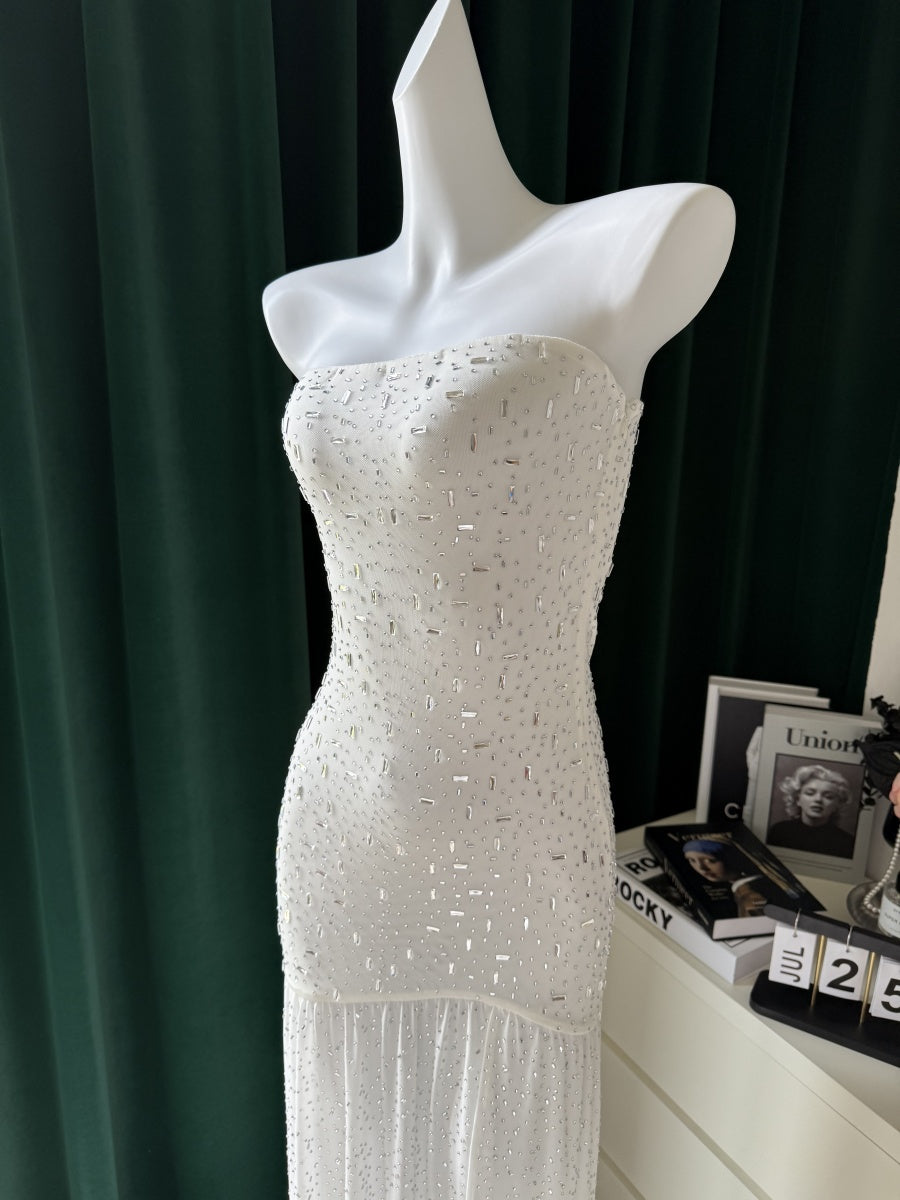 Caylie Işıltılı Straplez Midi Elbise [HAI6MT04]