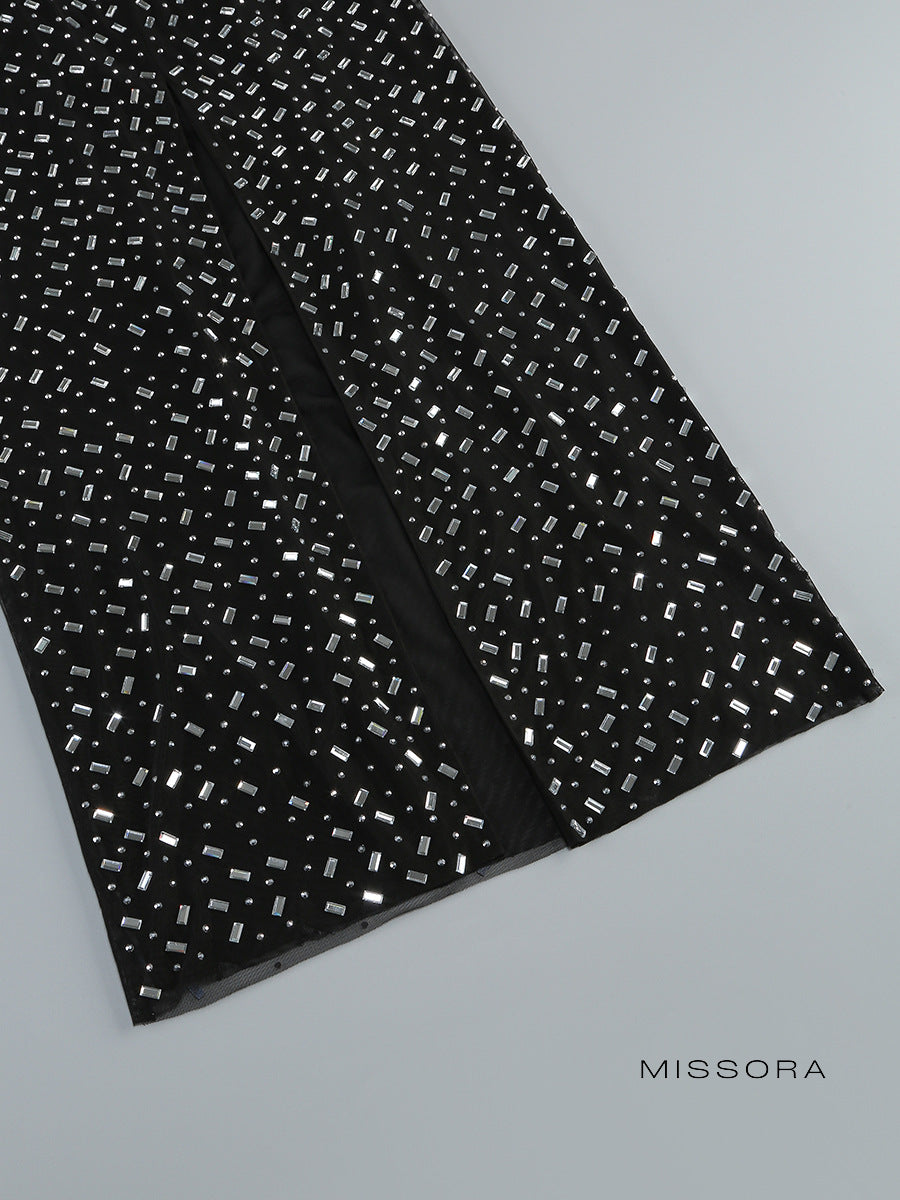 Ceanna Işıltılı File Maksi Elbise [VPVDH834]