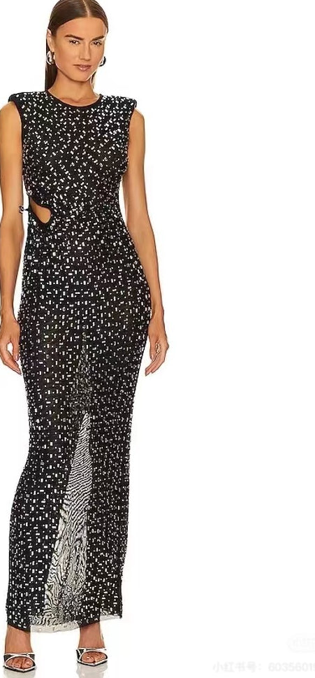 Ceanna Işıltılı File Maksi Elbise [6V2M61XR]