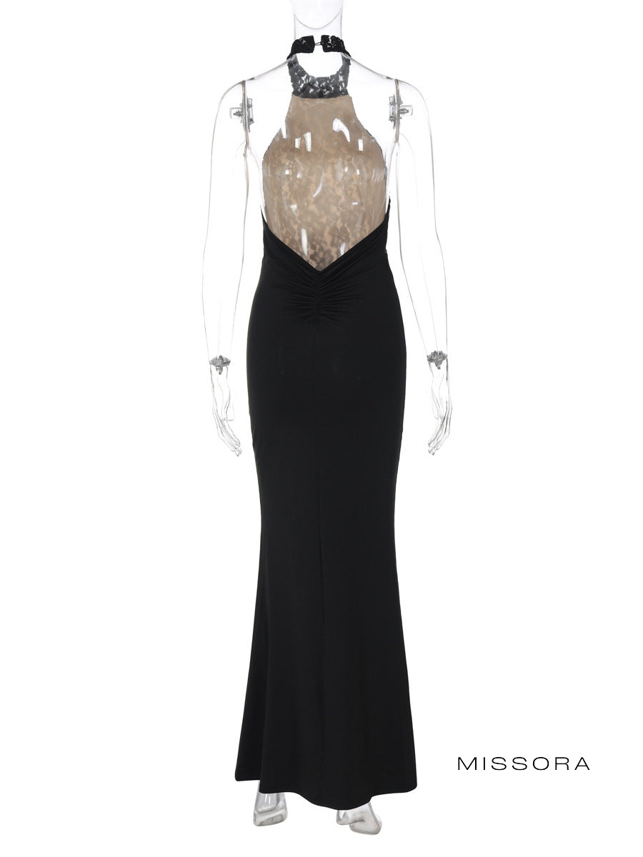 Chanel Off-Shoulder Dantel Cheongsam Elbise [5D6RTF9V]