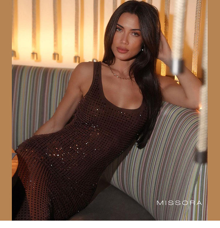 Ciana Retro Taşlı Maksi Elbise [98YO6W07]