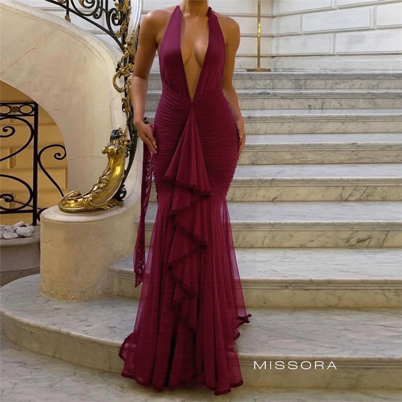 Cleopatra Halter Fileli Maksi Elbise [C26NX2PS]